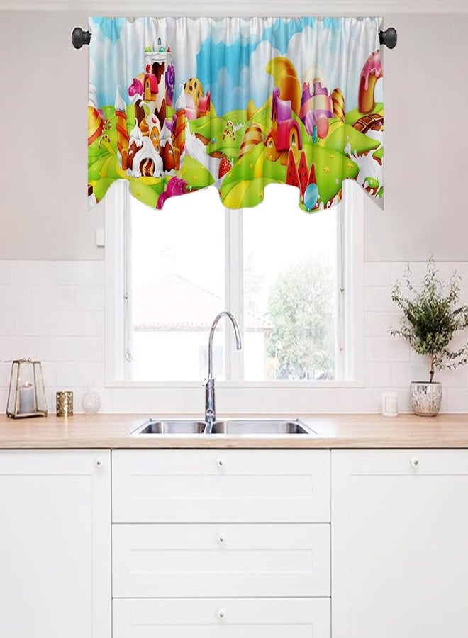 DOTOOMA 54x18 Inches Candyland Gingerbread Party Window Treatment Valance Candy Land Rainbow Candy Cane Kids Baby Shower Birthday Kitchen Dining Room Polyester Fabric Decorations Supplies - Image 4